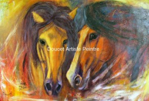 Rencontre 24 x 36 acrylique - Page couverture de l'agenda Plumes et Pinceaux Édition 2014